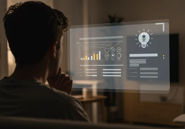 Persona viendo los resultados de una prueba de salud mental en línea en una pantalla
