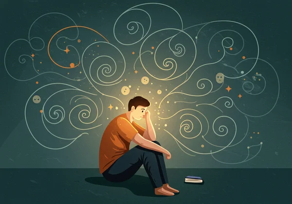 Persona reflexionando, simbolizando el viaje para comprender la ansiedad.