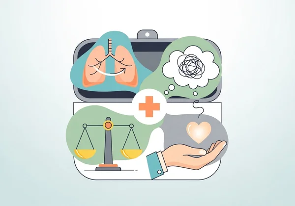Una metáfora visual de un kit de herramientas para pruebas de salud mental
