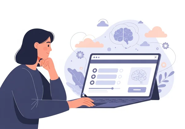 Person taking an online mental health screening