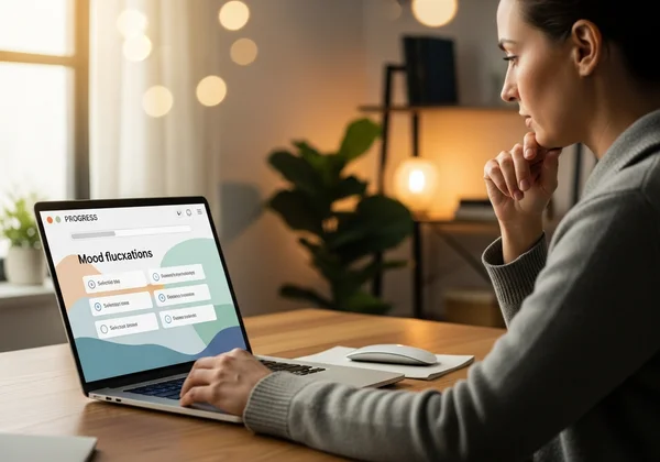 User completing an online mental health test
