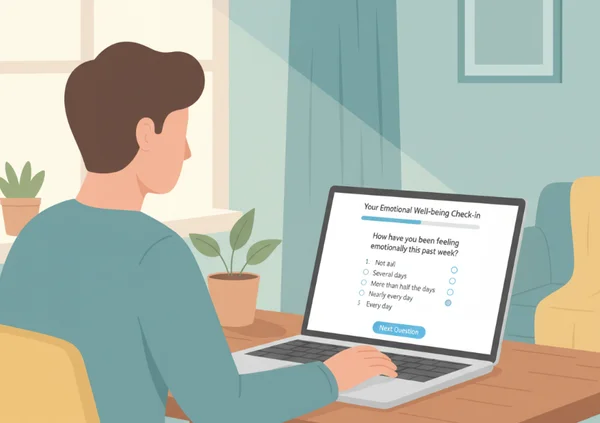 Person considering an online mental health test