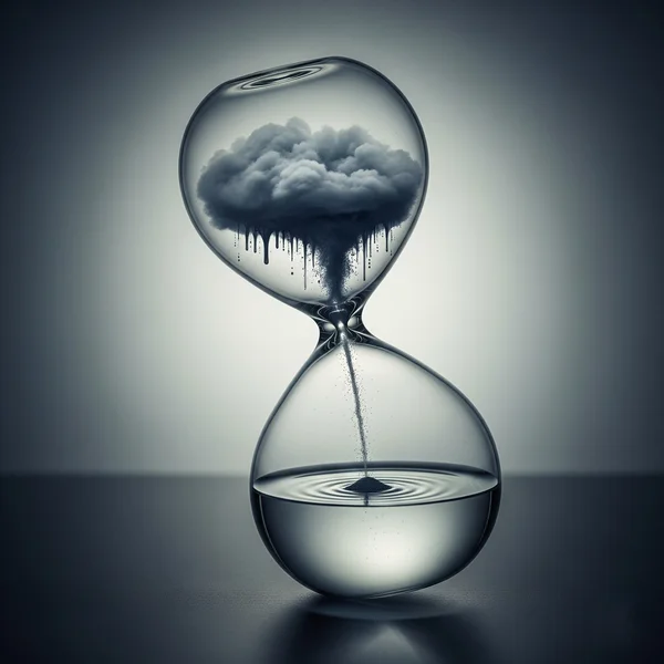 Reloj de arena que muestra energía turbia y malestar mental.